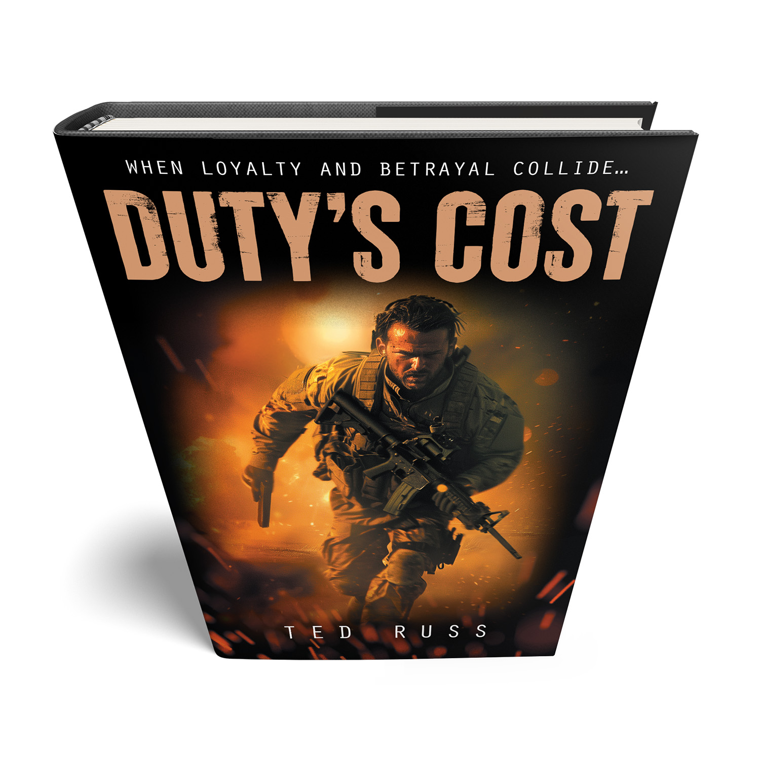 'Duty's Cost' is an epic military spec-ops thriller. The author is Ted Russ. The cover design & interior formatting are by Mark Thomas of coverness.com. To find out more about my book design services, please visit www.coverness.com