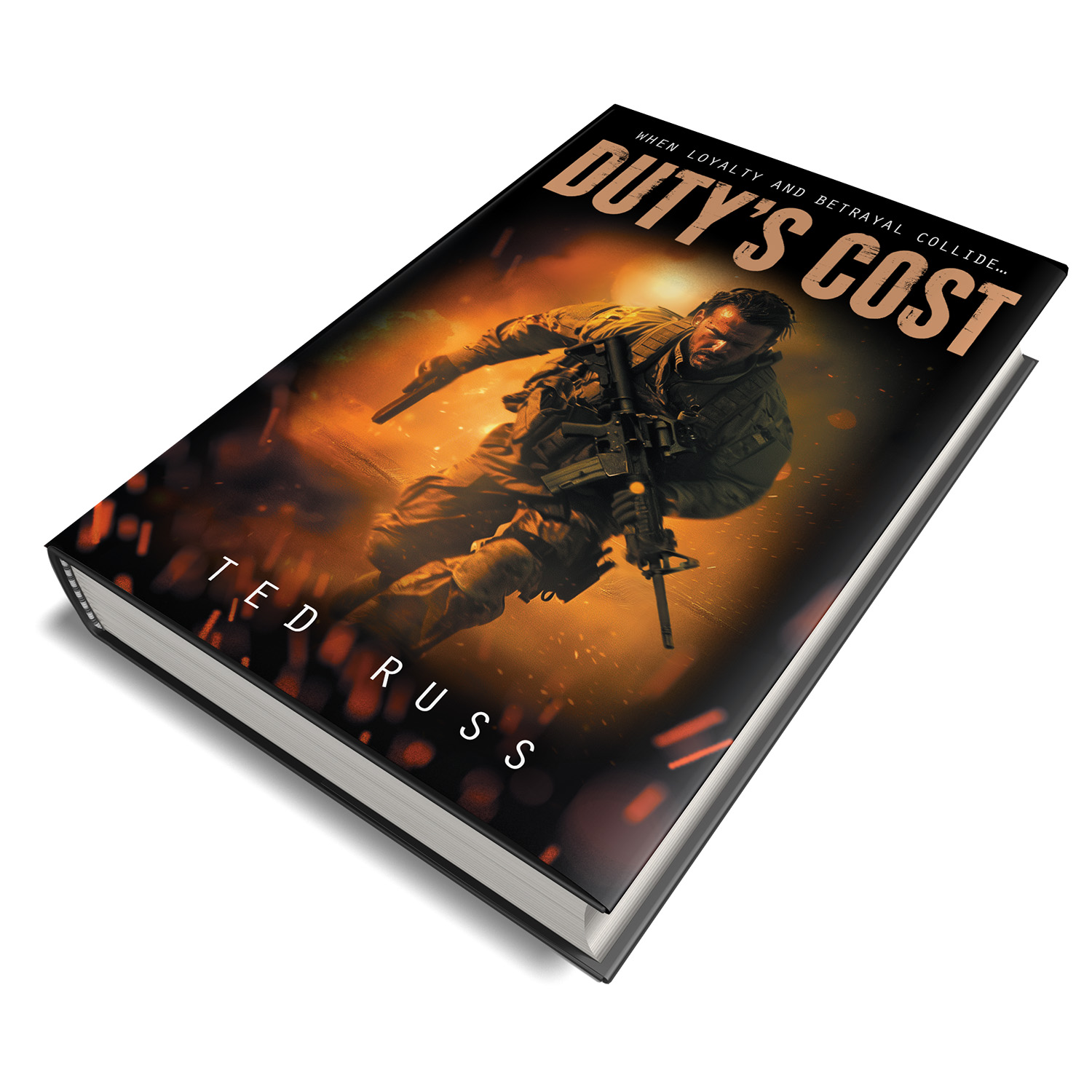 'Duty's Cost' is an epic military spec-ops thriller. The author is Ted Russ. The cover design & interior formatting are by Mark Thomas of coverness.com. To find out more about my book design services, please visit www.coverness.com